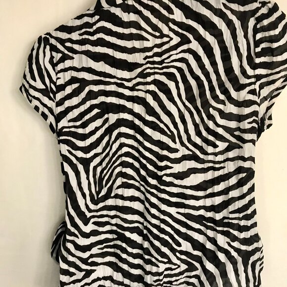 Sunny Leigh black and white zebra-striped wrap top - Picture 3 of 3
